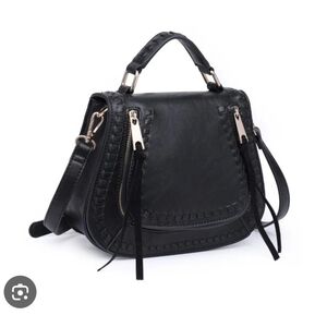 Urban Expressions Khloe Elegant Black Vegan Leather Shoulder‎ Bag